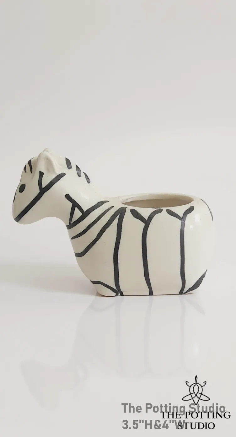 Ceramic Zebra Planter 3.5"H &4"W