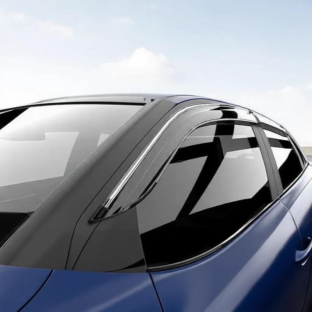 Car Door Visor With Chrome Line