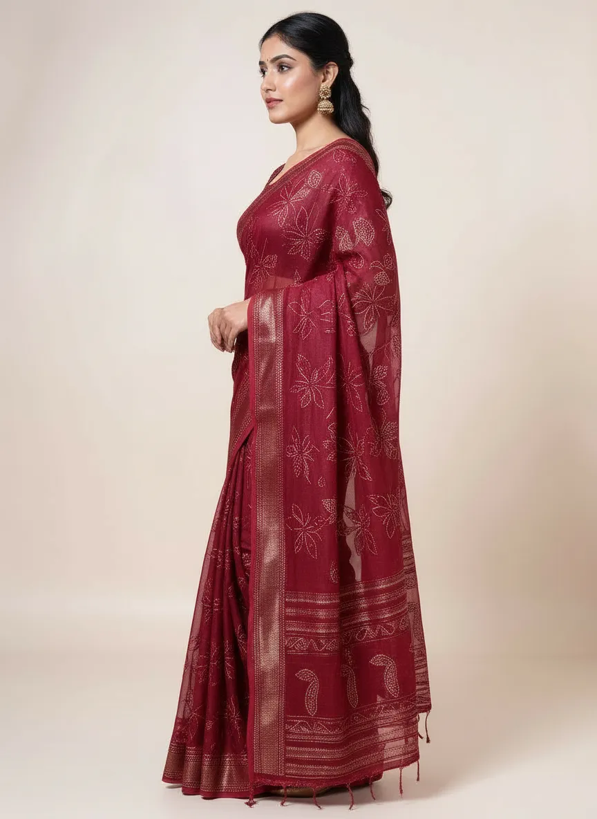 Elegant Maroon Saree