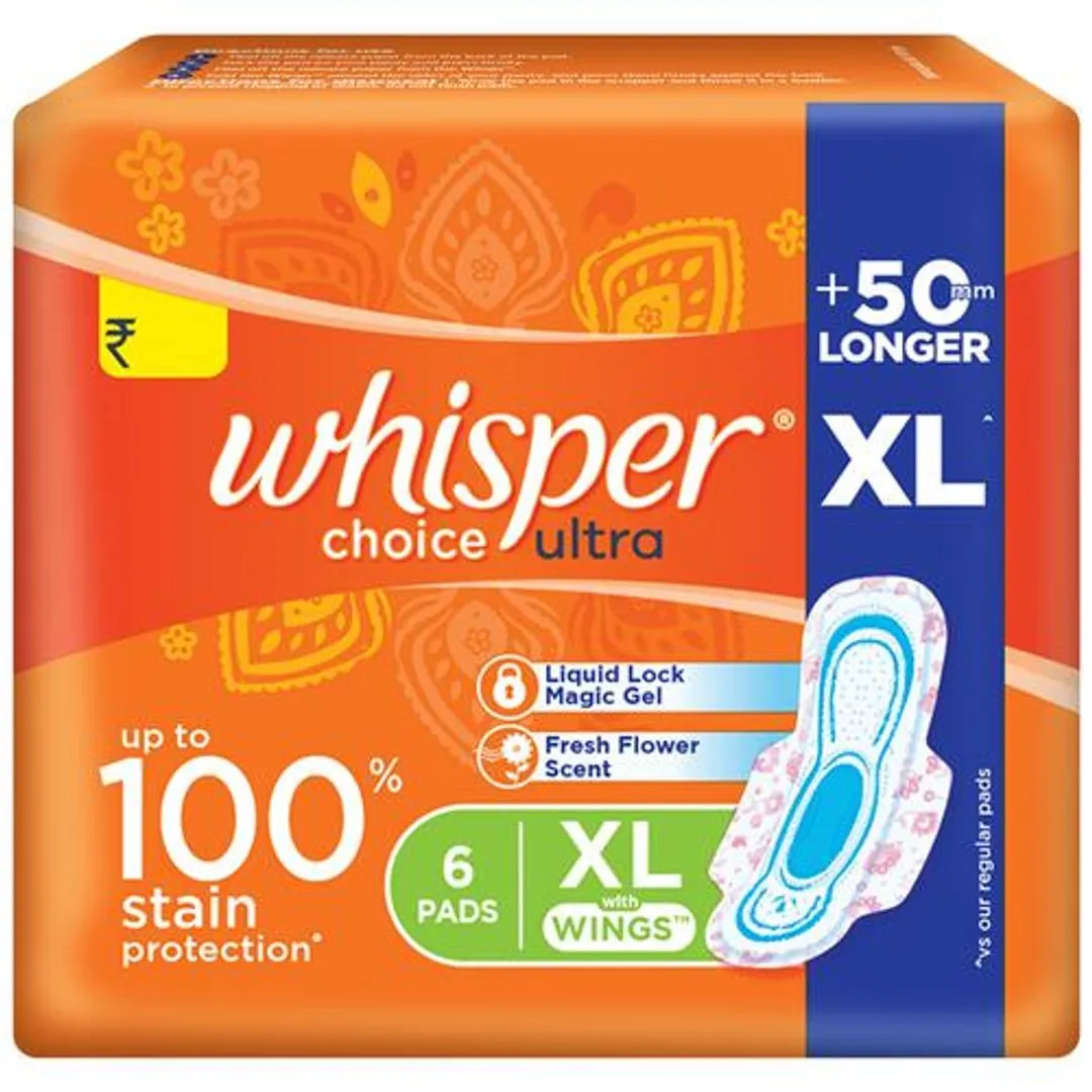 Whisper Choice Ultra Sanitary Pads XL 6 Pieces