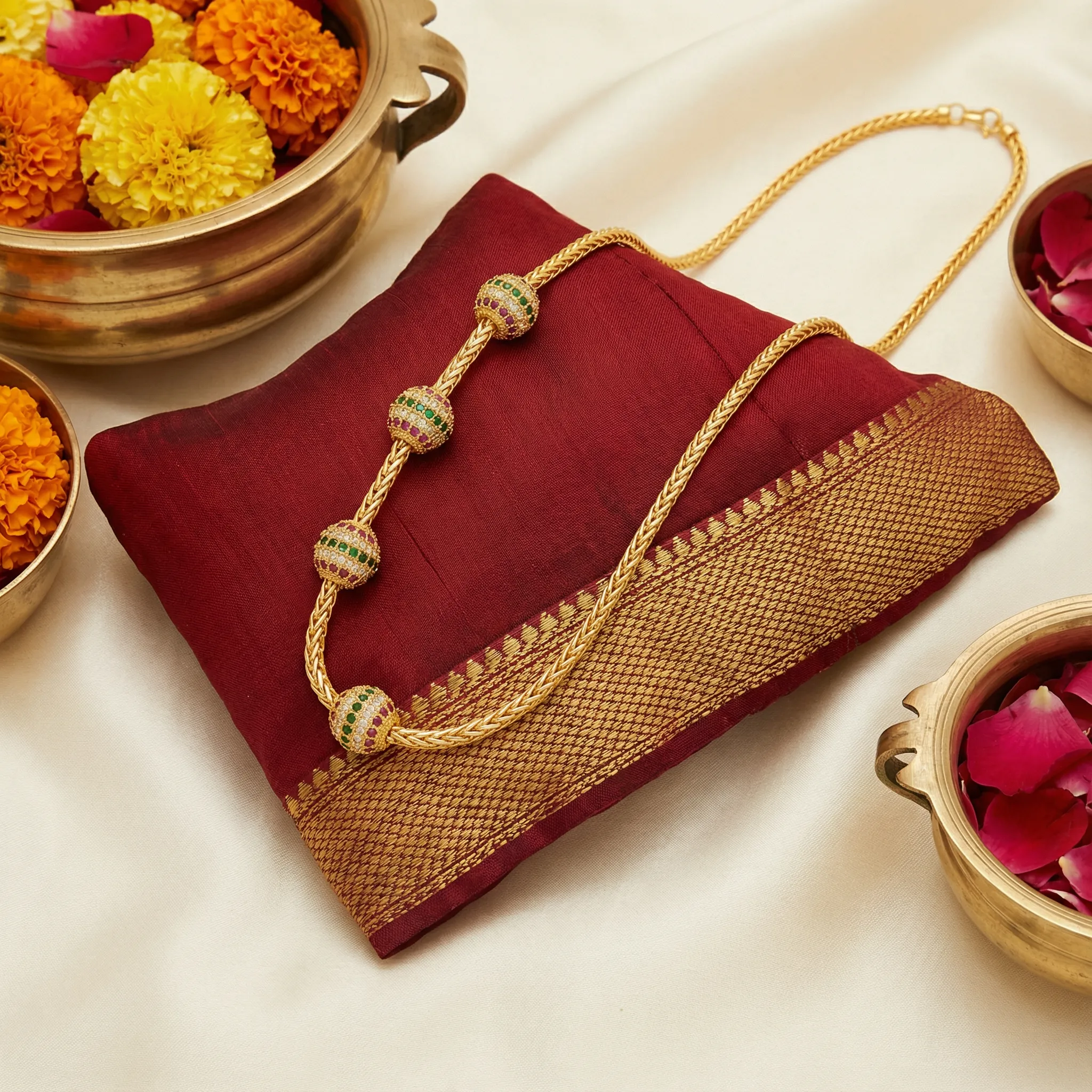 Decorative Gold and Gemstone Chain