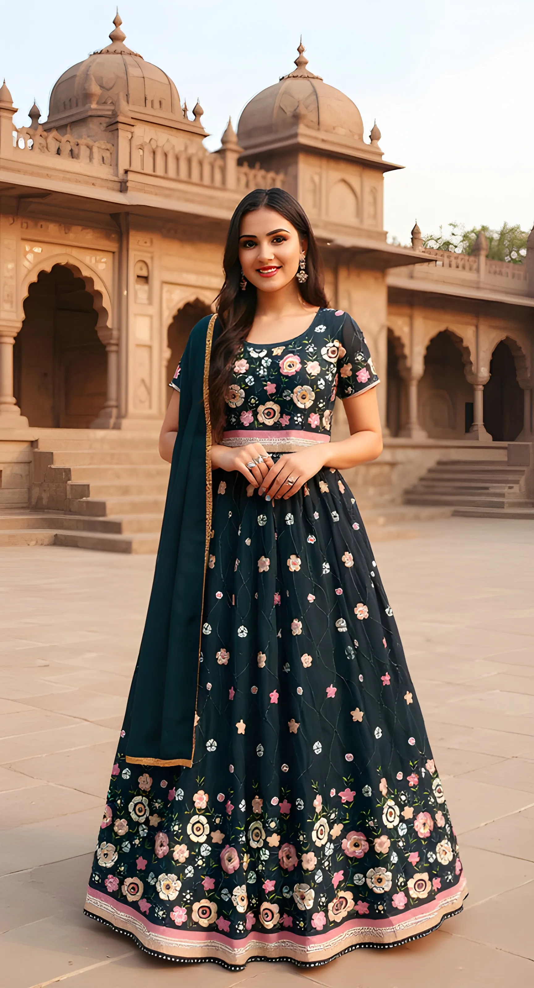 Floral Embroidered Gown