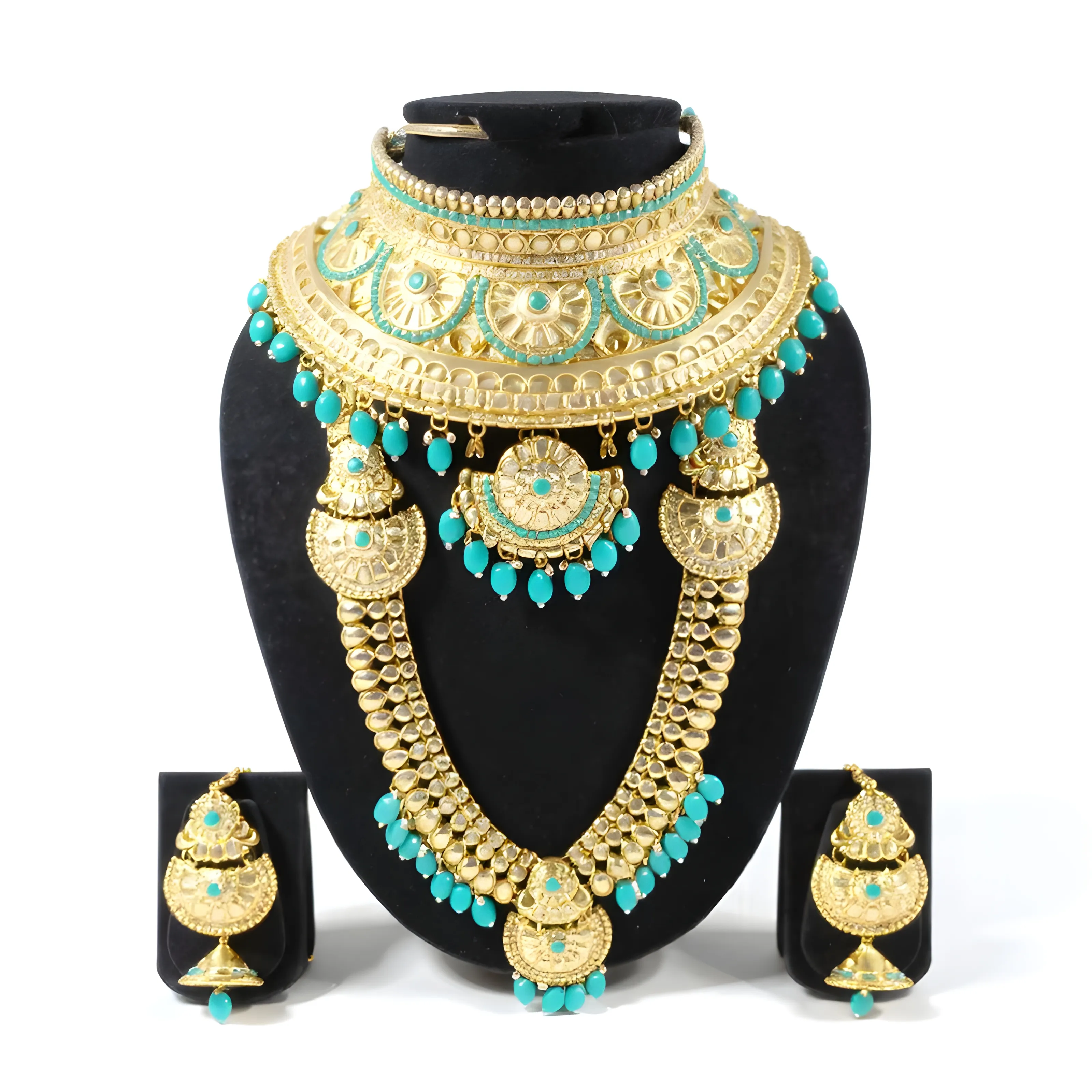 Turquoise Gold Necklace Set