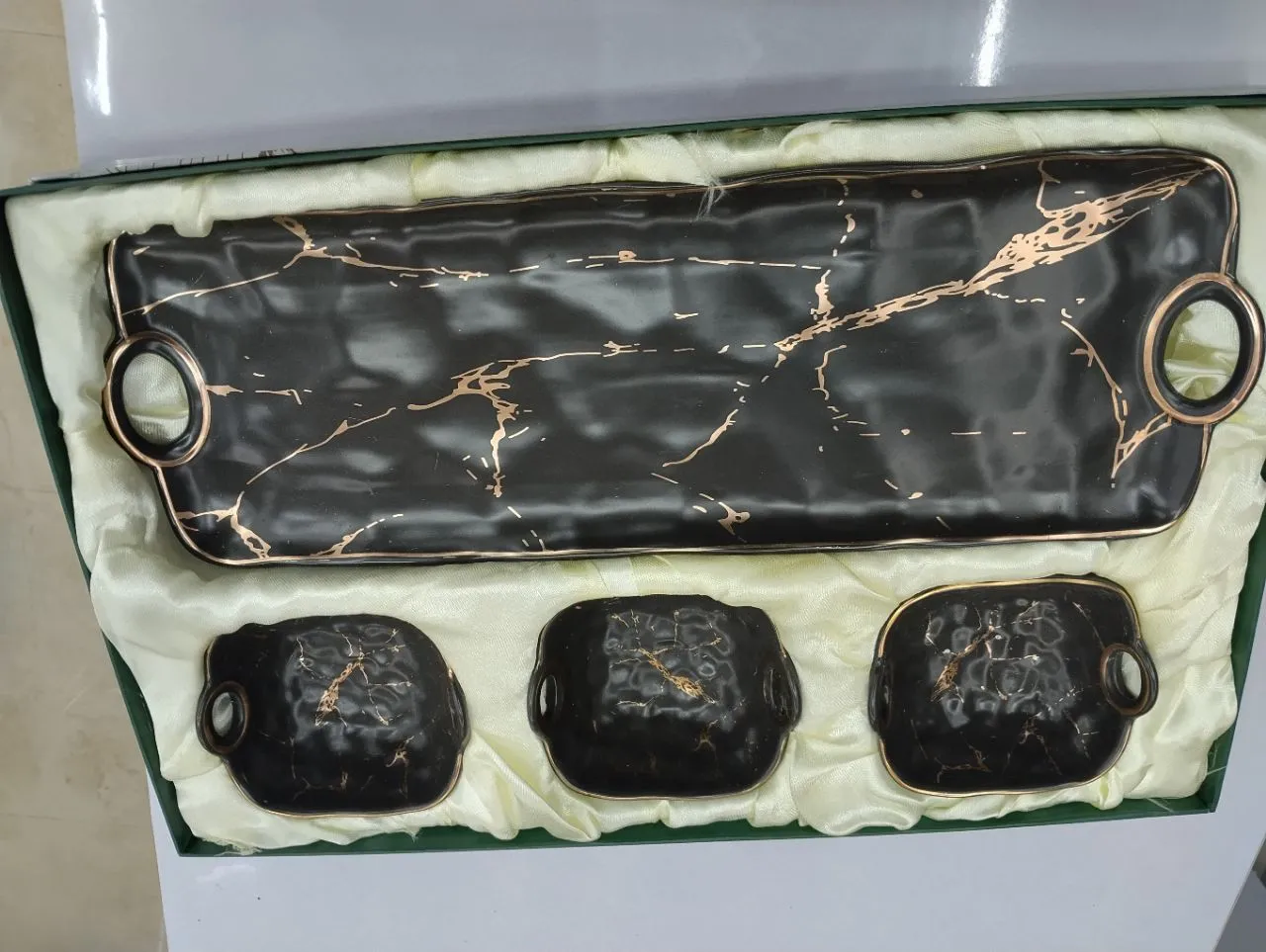Marble Finish Serving Tray Set