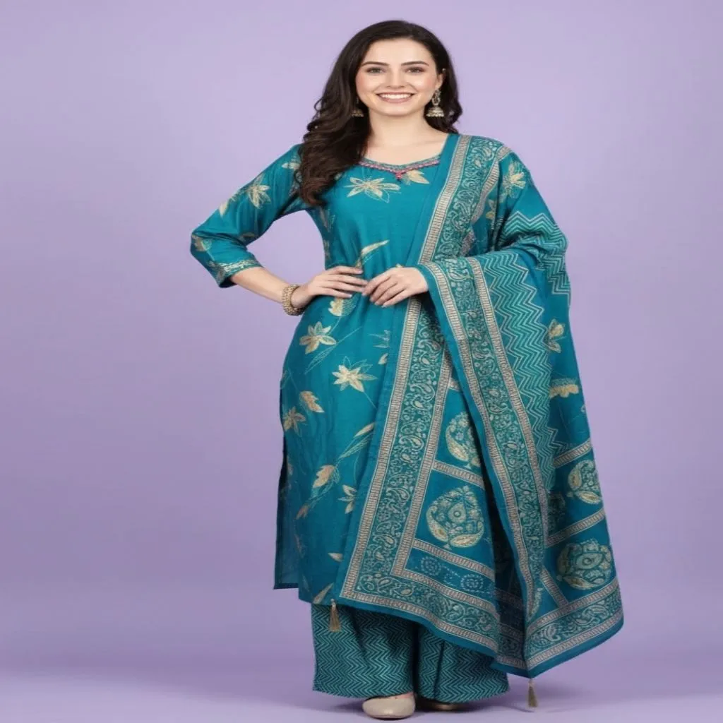 Teal Embroidered Salwar Suit