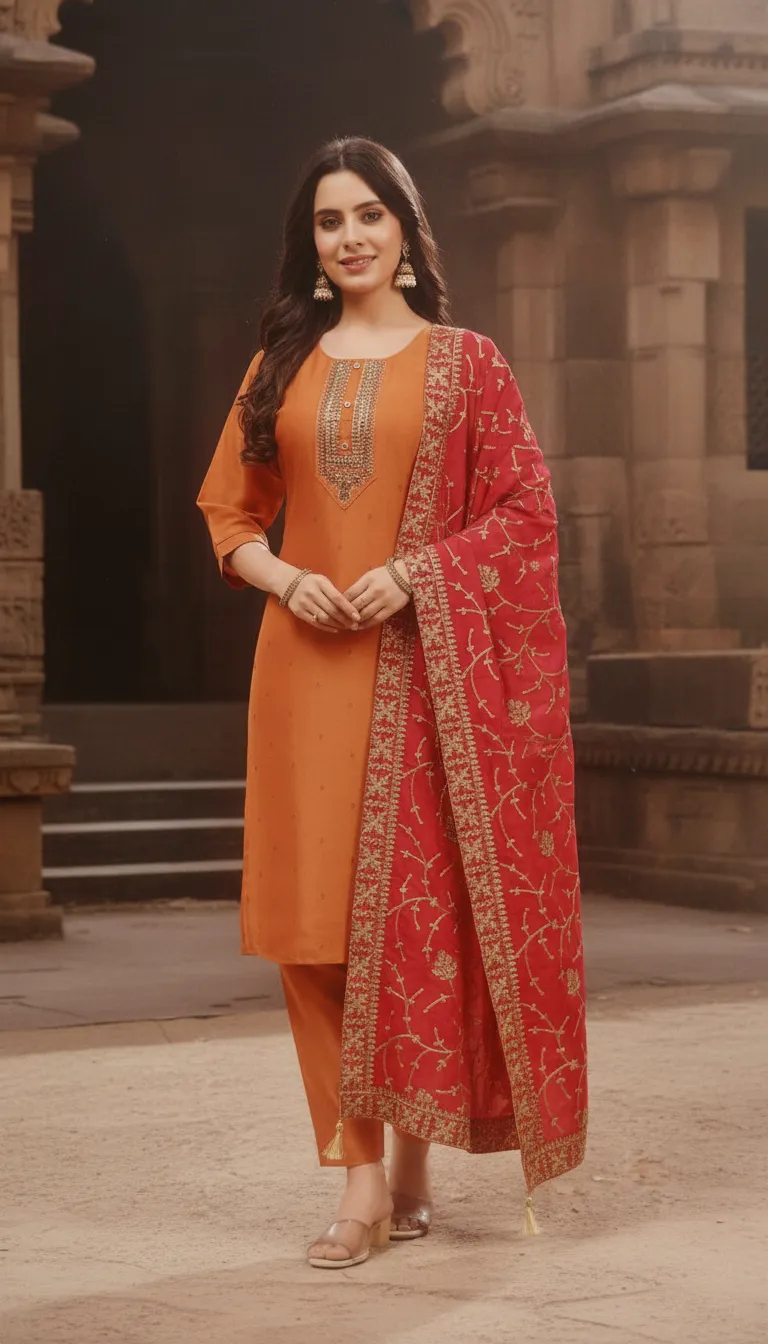Perfect Orange Salwar Suit