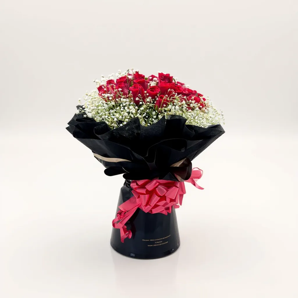 Red Rose Bouquet (Black Wrapped) view 2