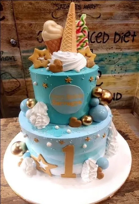 Celebration Blue Tiered Cake