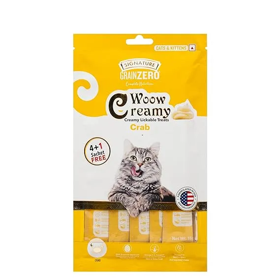 Grainzero Woow Creamy Crab Cat & Kitten Lickable Treats (4 + 1 Free) 75 g
