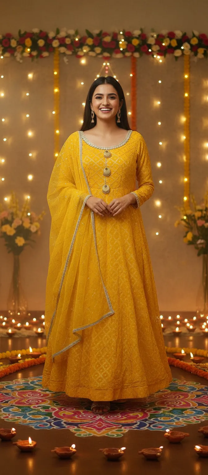 Embroidered Yellow Saree