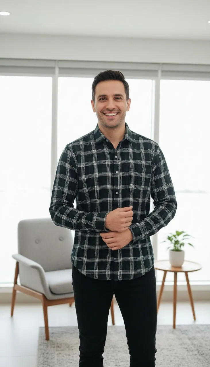 Brushing Check Casual Shirt