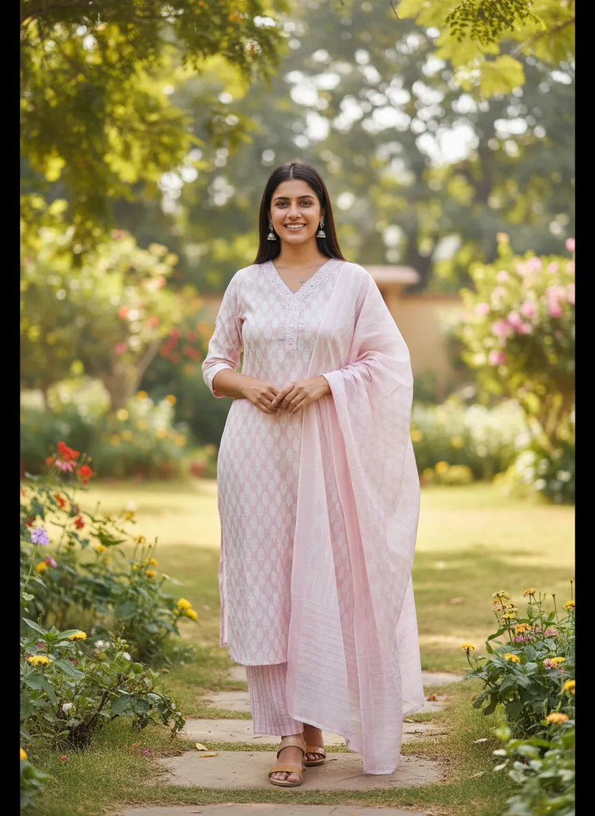 Pink Cotton Salwar Suit
