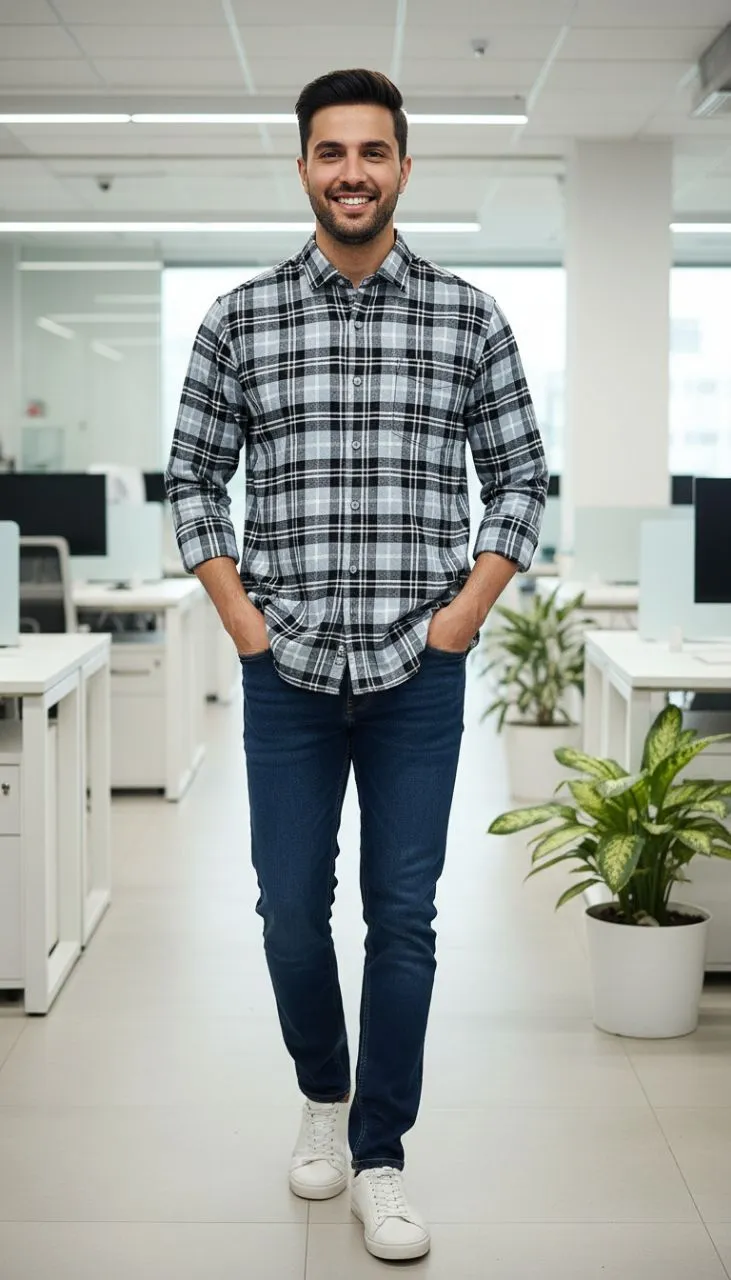 Brushing Chex Casual Shirt