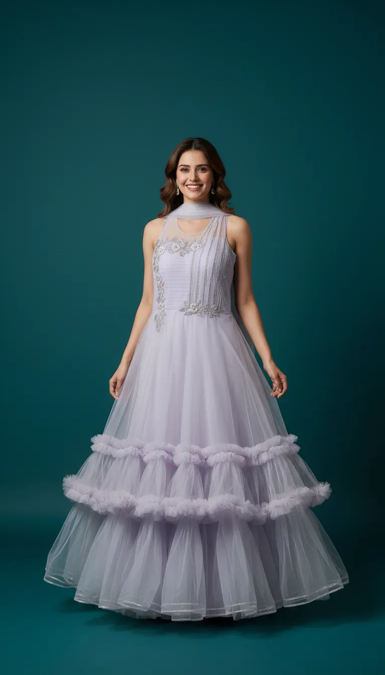 Embroidered Evening Gown