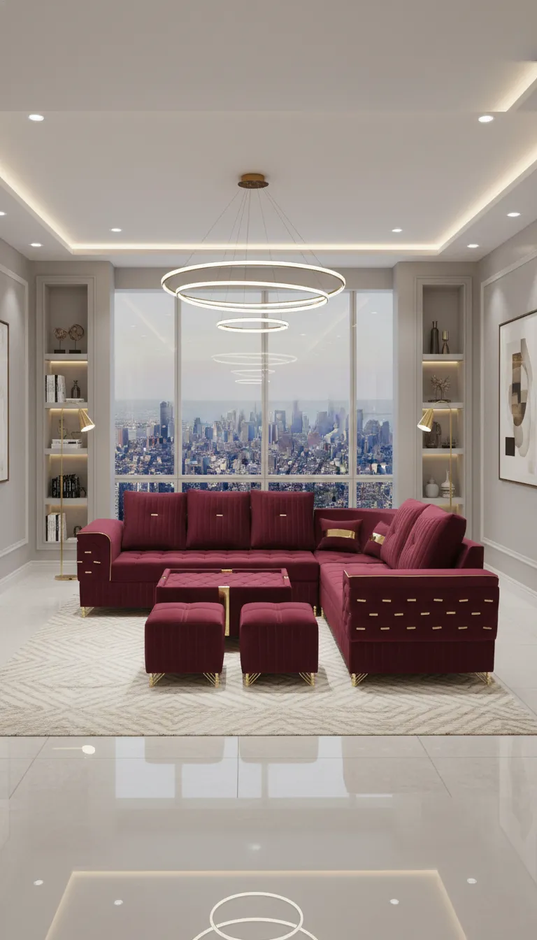 Luxury Maroon Sofa Set