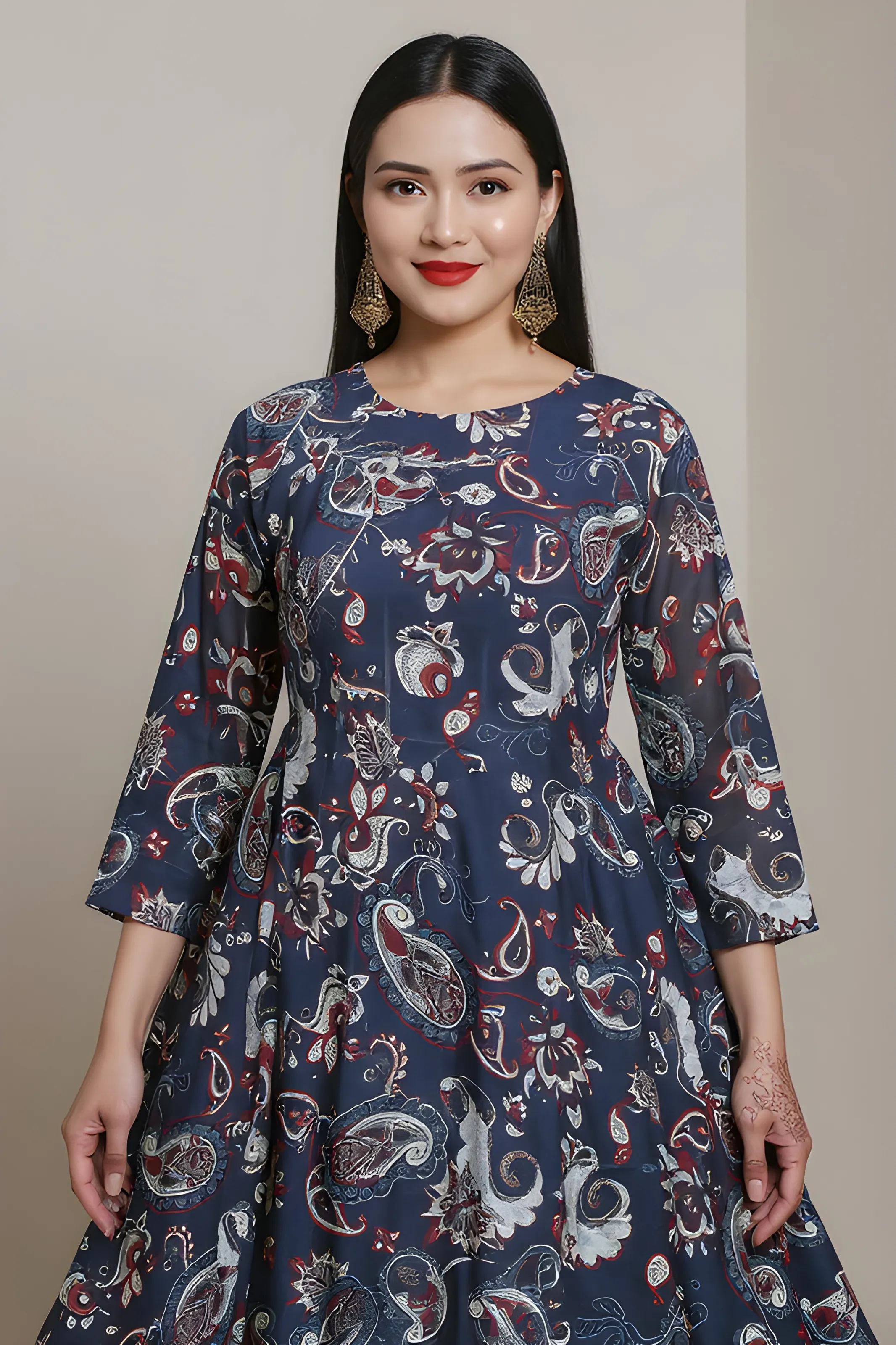 Raj Fashion Blue Paisley Maxi Dress