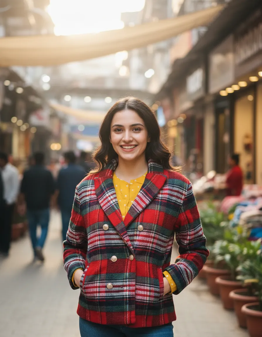 Plaid Wool Blazer