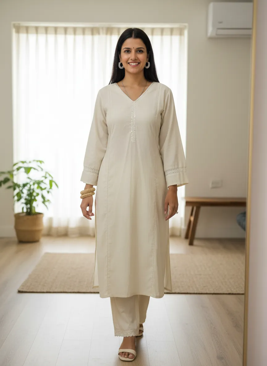 Beige Kurti Set