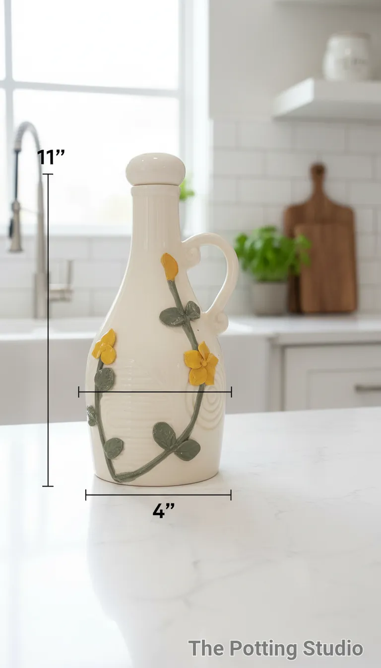 Hand Crafted Floral Ceramic Oil Dispenser