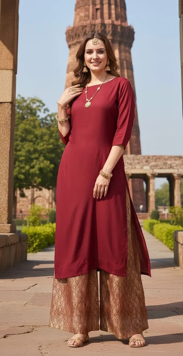 Karigari Maroon Ethnic Dress