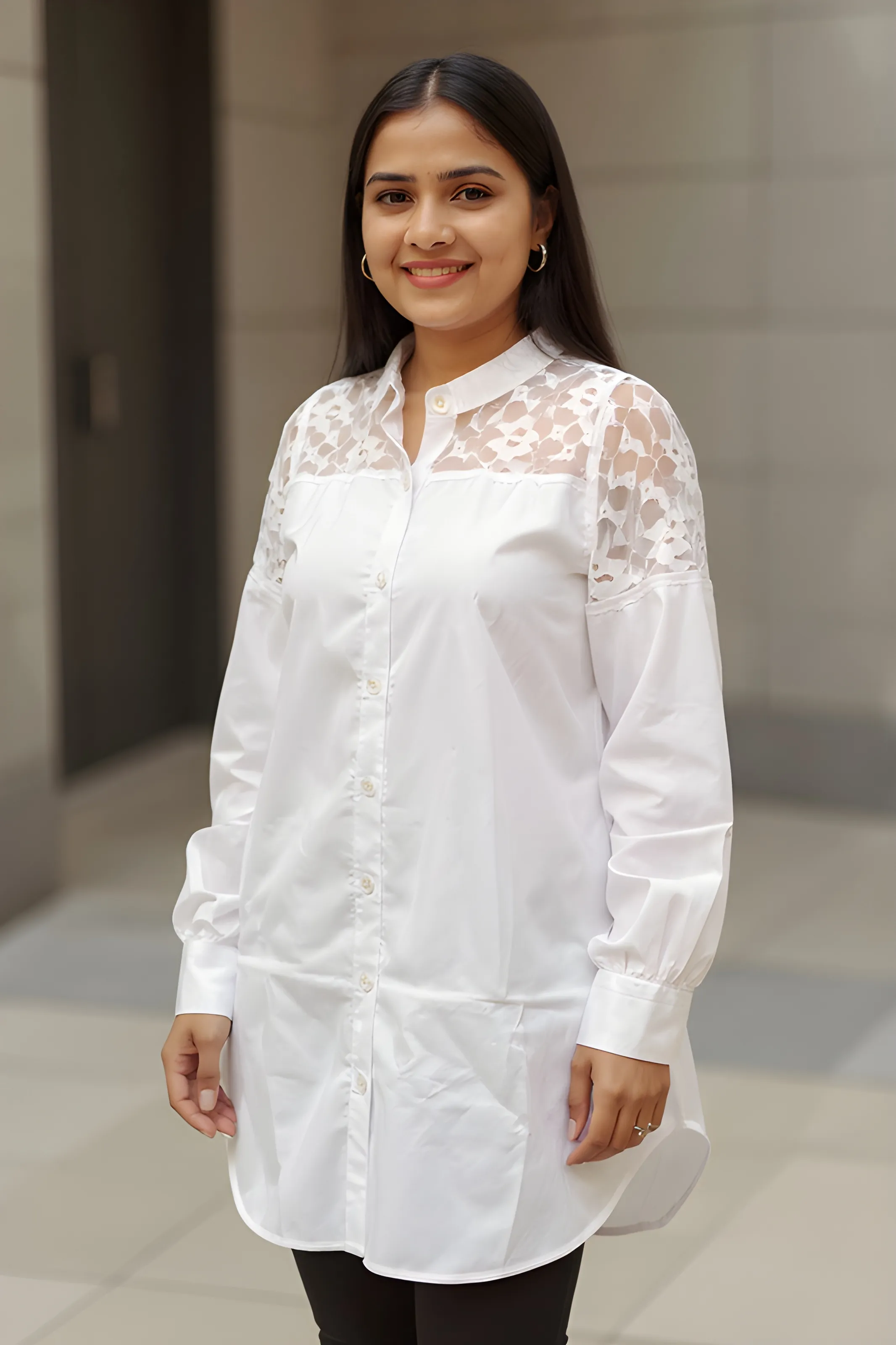 Lace Detail White Shirt