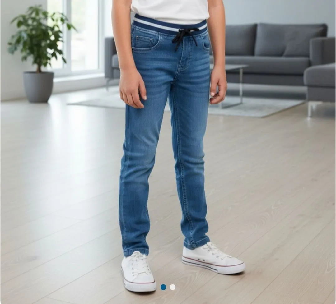 Light Shaded Elastic Jeans (For Boys)