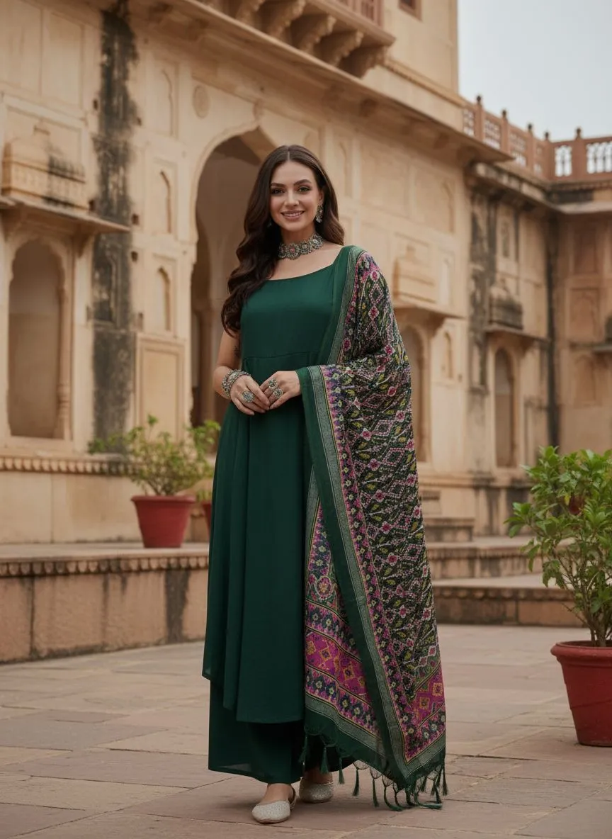 Emerald Green Noodle Strap Kurta Set