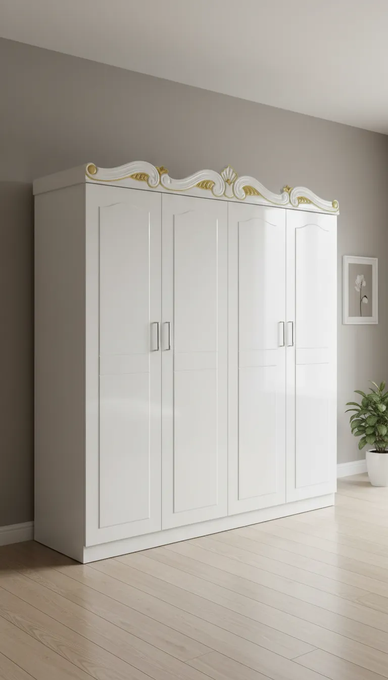 White 4-Door Wardrobe