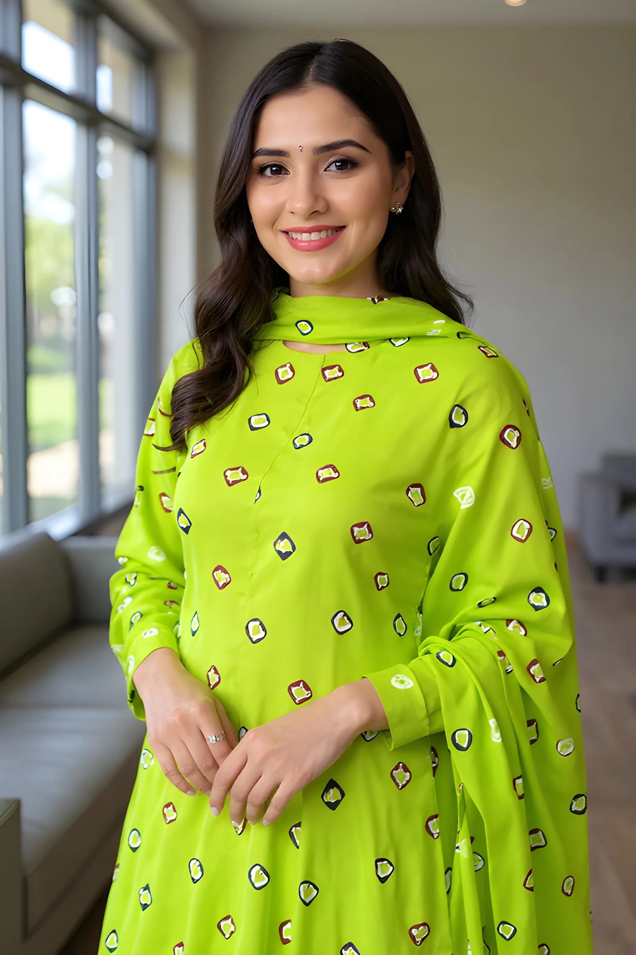 Green Bandhani Suit