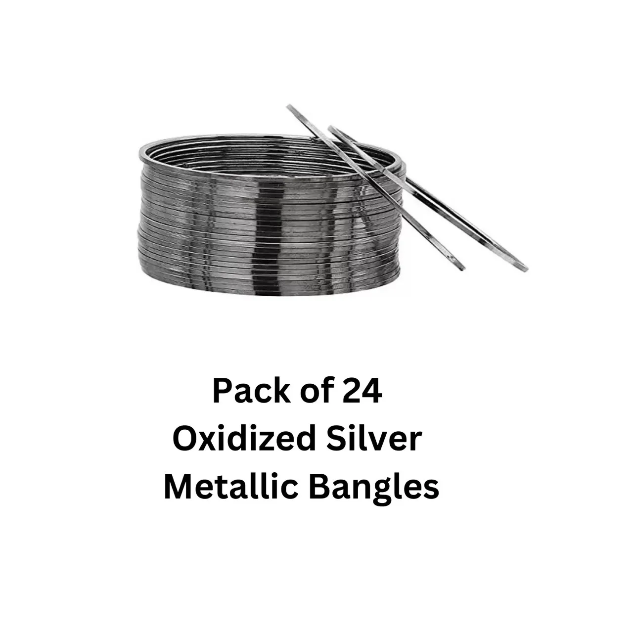 Pack of 24 | Oxidized Silver Bangle Set 2.4
