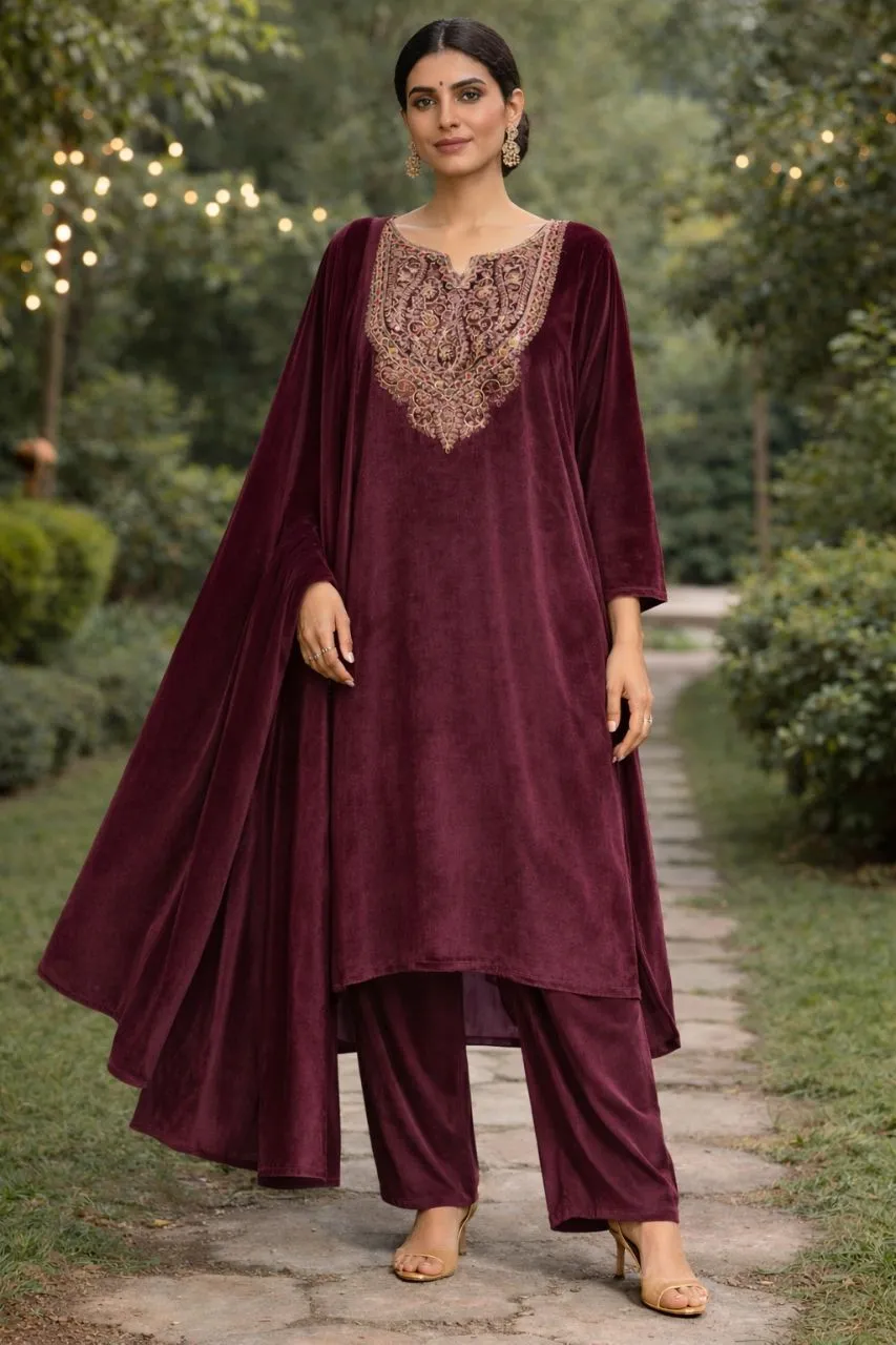 Velvet Kurta Set