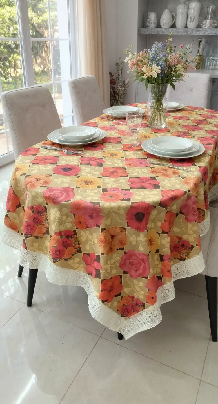 Floral Tablecloth 6 Sitter Dining