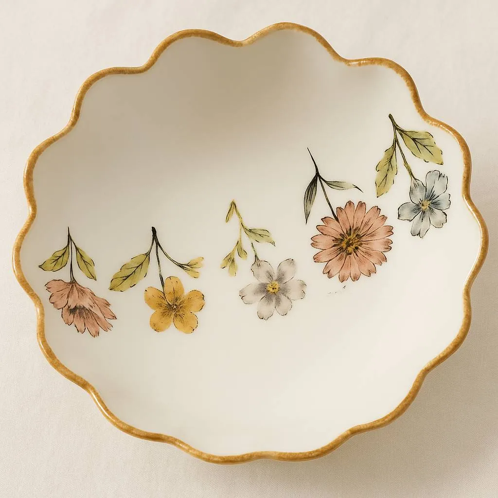 2 PpPc Floral Ceramic Plate