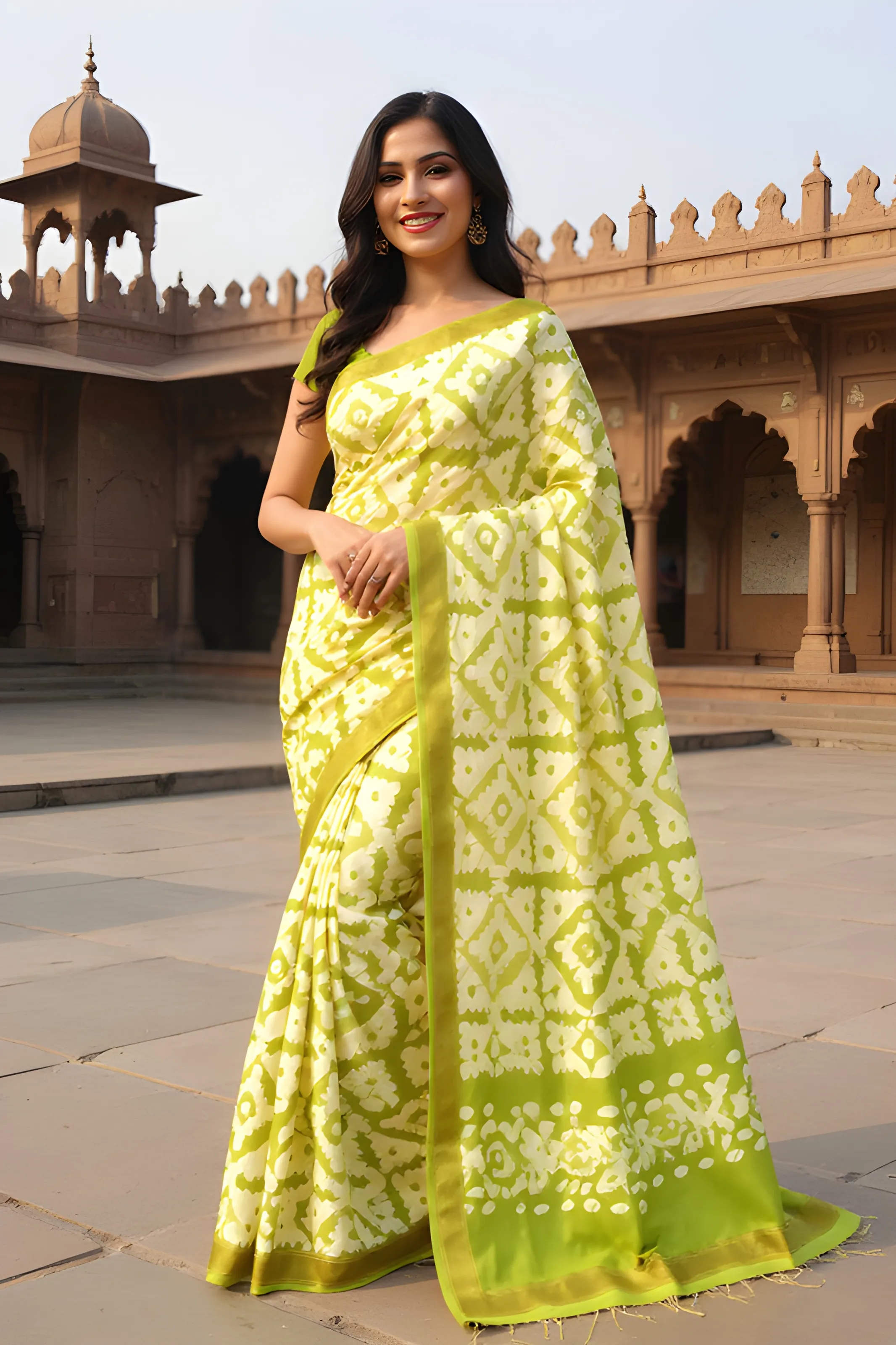 Green Floral Saree