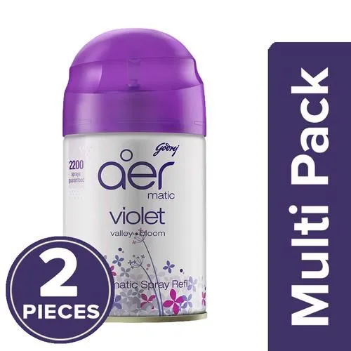 Godrej Aer Matic Automatic Air Freshener Refill Pack Violet Valley Bloom (Pack of 2 x 225 ml each)
