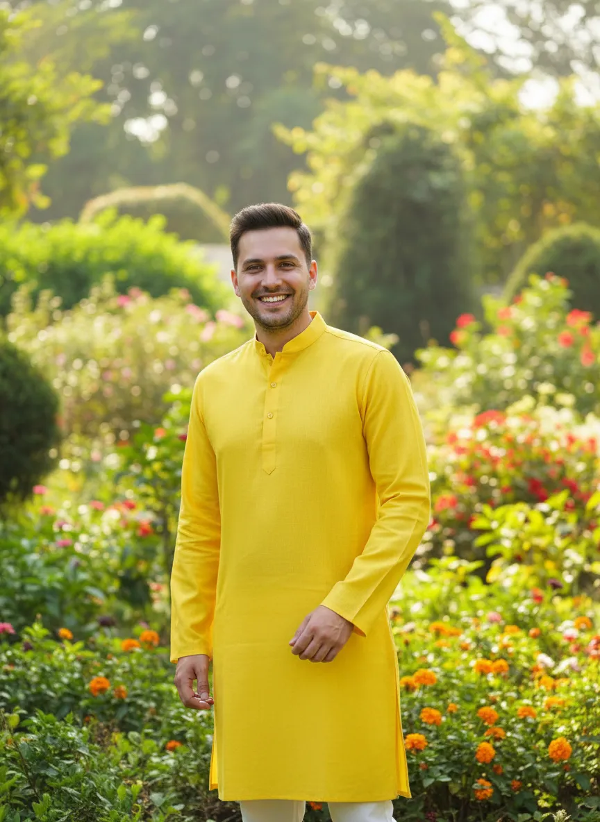 Bhutoria Yellow Kurta