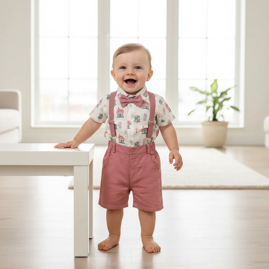 Boys Suspender Shorts Set