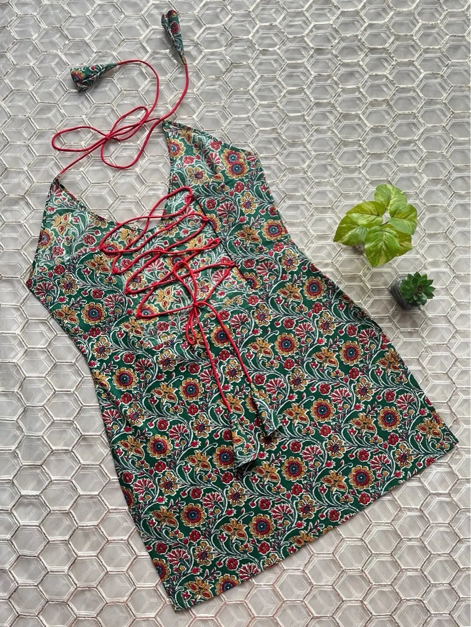 Floral Halter Neck Kurti view 4
