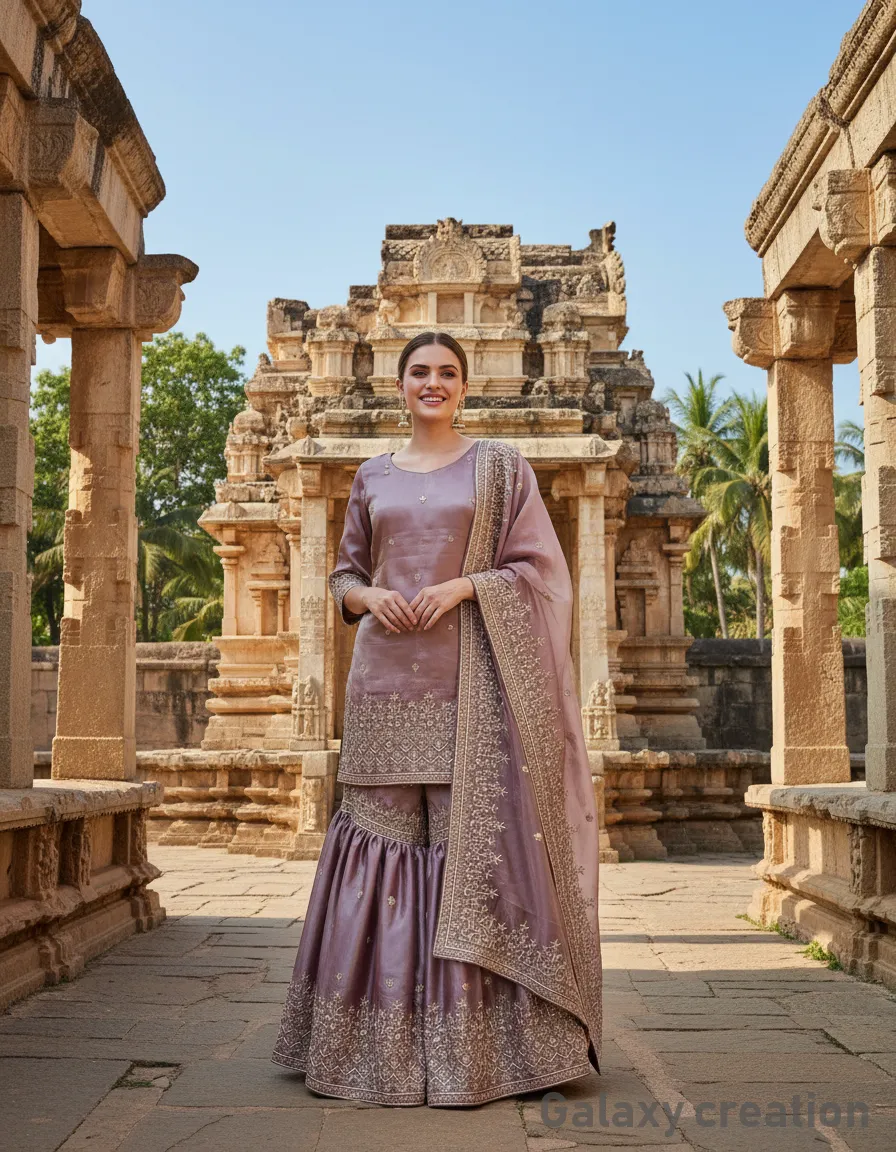 Pure Hand Embroided Sharara Set