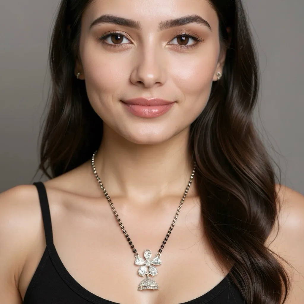 Black Beaded Pendant Necklace