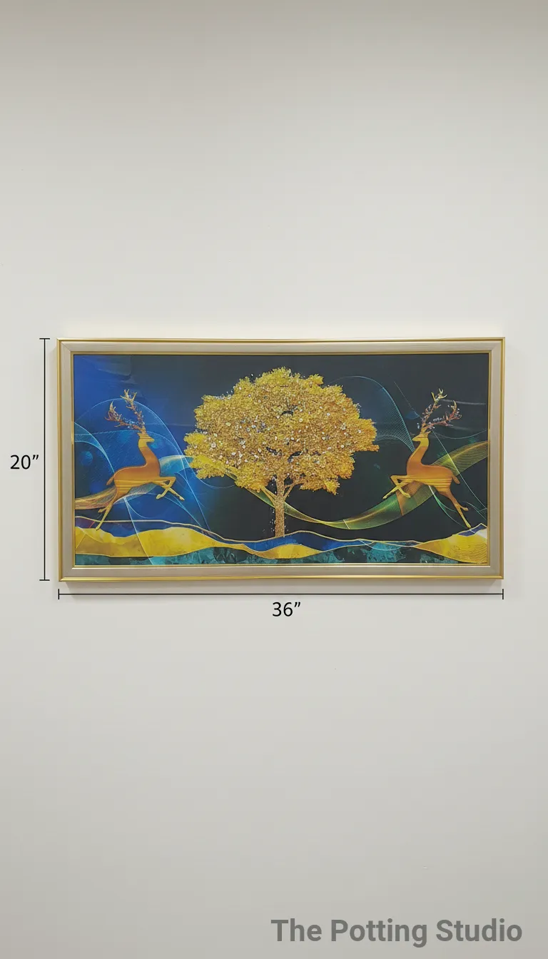 Golden Tree and Deer Wall Art 20"H & 36"W