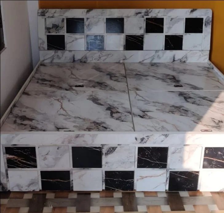 Marble Finish Storage Bed