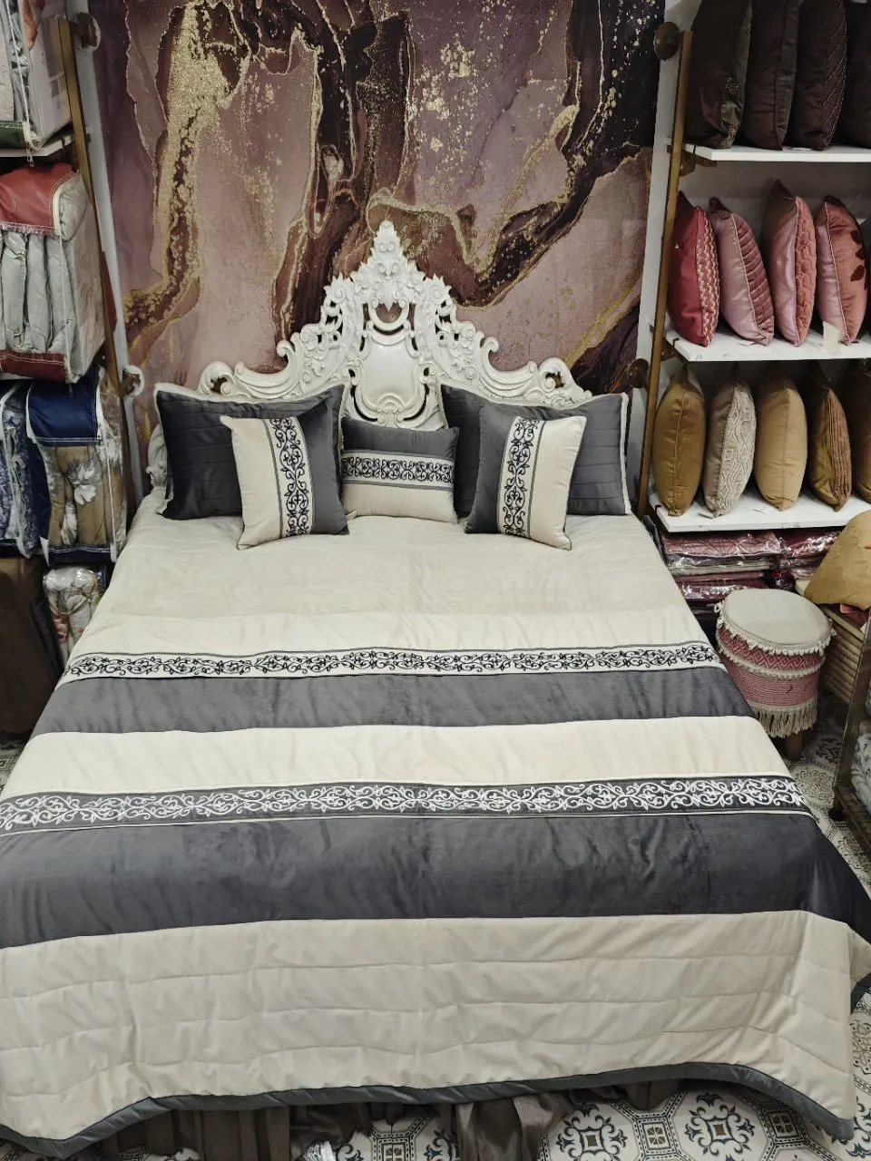 Elegant Stripe Bed Cover view 4