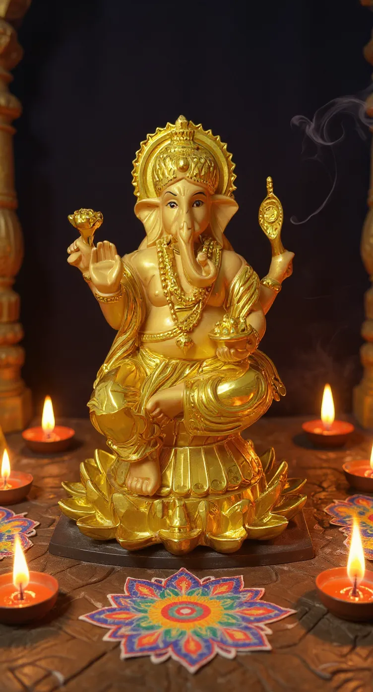 Ganesh Idol On Lotus