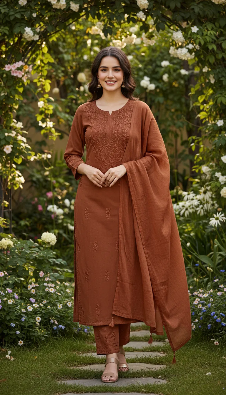 Embroidered Kurta Set With Dupatta Fabric   Soft Rayon