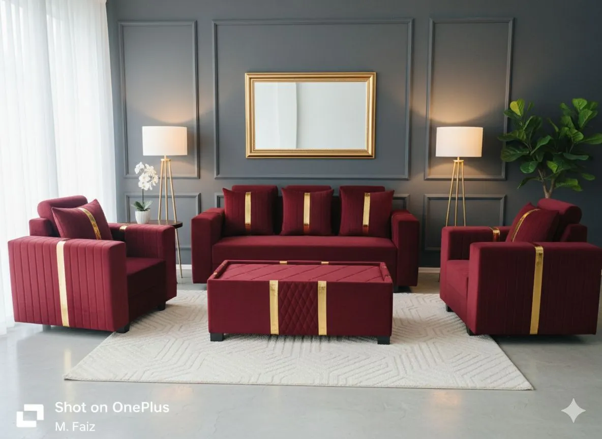Elegant Maroon Sofa Set