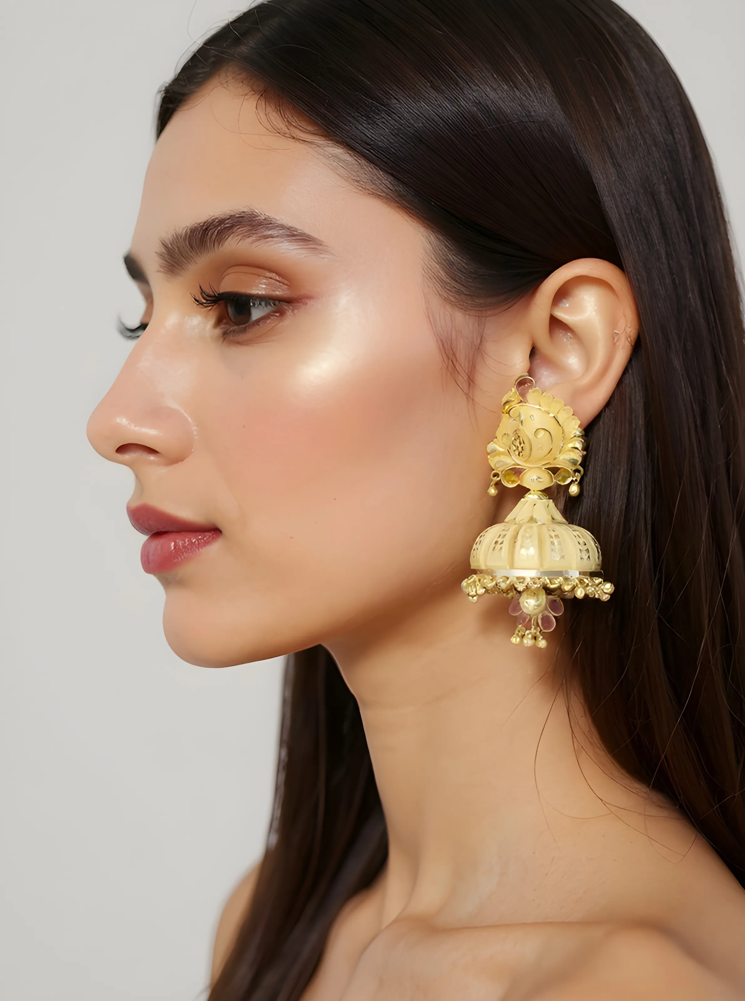 Gold Jhumka Earrings
