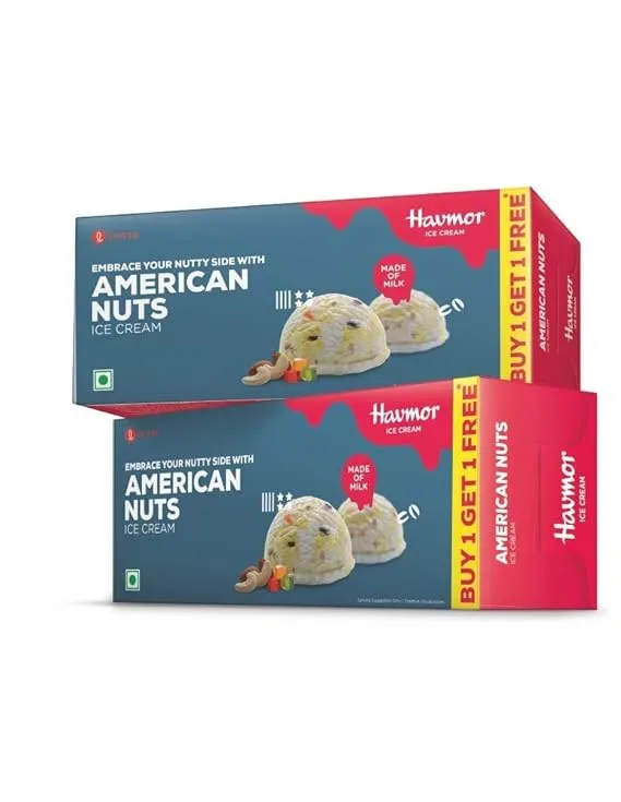 Havmor American Nuts Combo Ice Cream (Pack of 2 x 700 ml each)