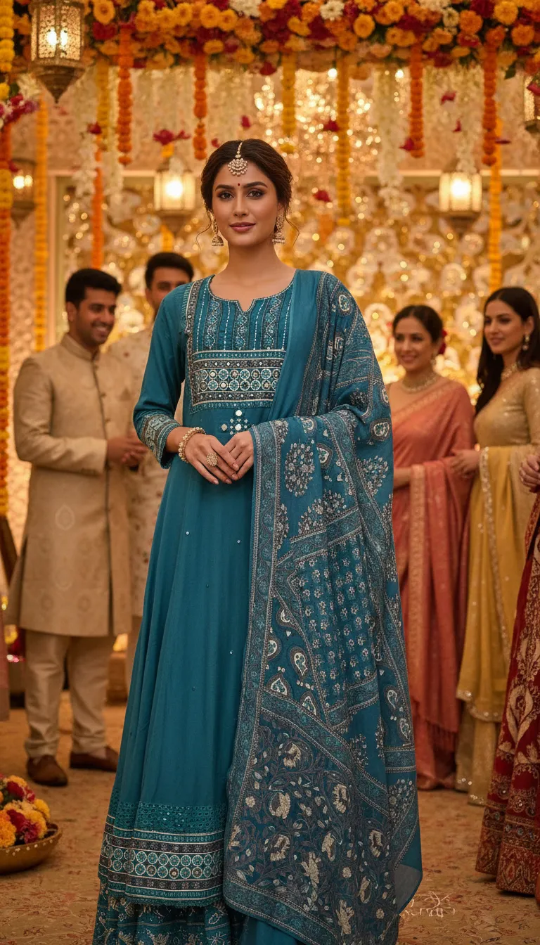 Embroidered Kurti with Dupatta