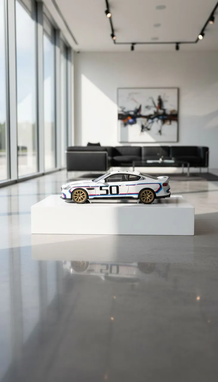 MINI GT BMW 3.0 CSL – White #50 Edition 1:64 Diecast Model Car view 4